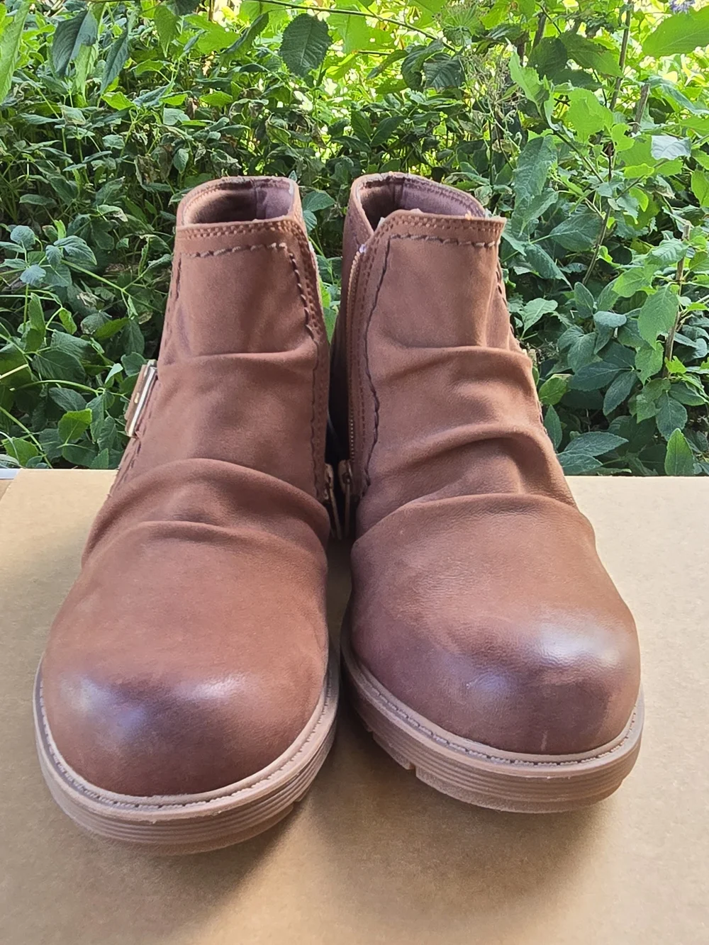 Clarks Brown Suede Ankle Booties with Side Buckle
